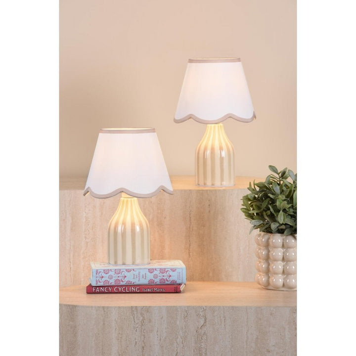 Dar Wisebuys AIM4129 Aimee Twin Pack Table Lamp Taupe Ceramic With Shade