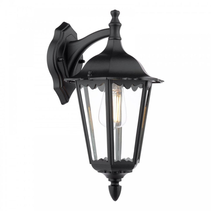 Dar Wisebuys EDD1522 Eddard Outdoor Wall Light Matt Black and Glass IP44