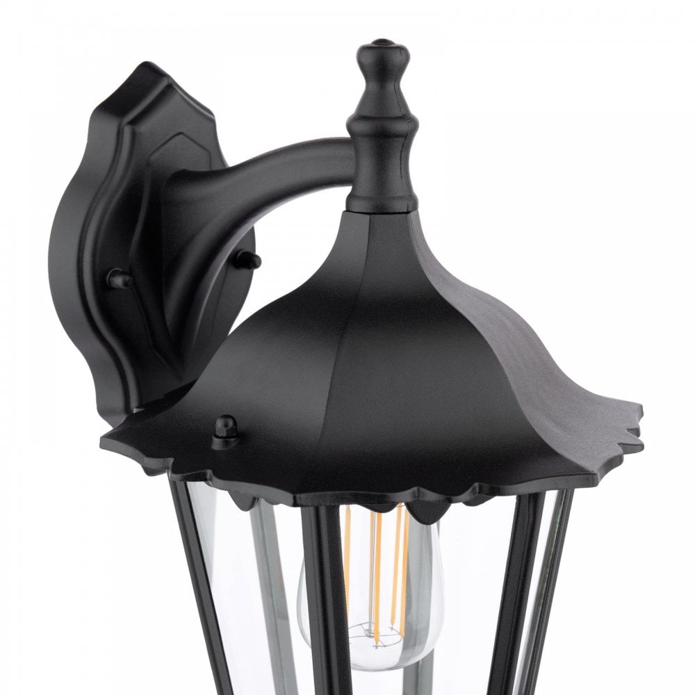 Dar Wisebuys EDD1522 Eddard Outdoor Wall Light Matt Black and Glass IP44