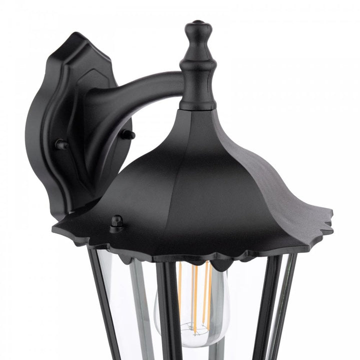 Dar Wisebuys EDD1522 Eddard Outdoor Wall Light Matt Black and Glass IP44