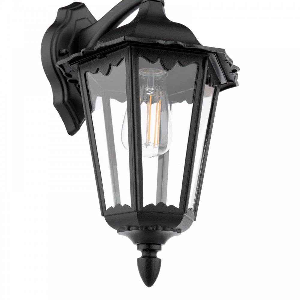 Dar Wisebuys EDD1522 Eddard Outdoor Wall Light Matt Black and Glass IP44