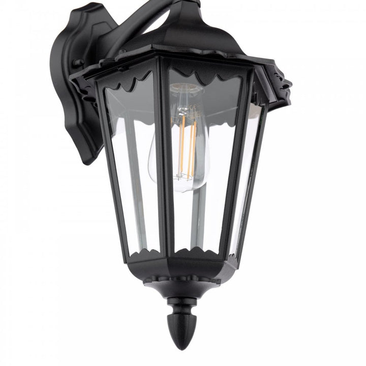 Dar Wisebuys EDD1522 Eddard Outdoor Wall Light Matt Black and Glass IP44