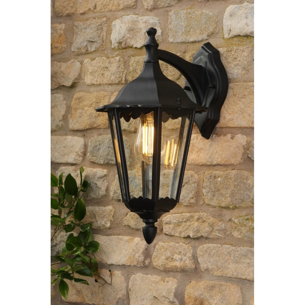 Dar Wisebuys EDD1522 Eddard Outdoor Wall Light Matt Black and Glass IP44