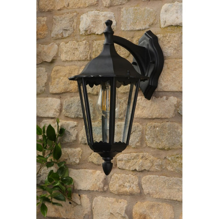 Dar Wisebuys EDD1522 Eddard Outdoor Wall Light Matt Black and Glass IP44