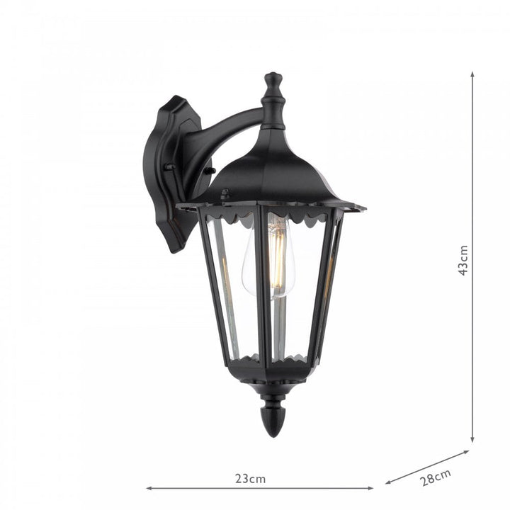 Dar Wisebuys EDD1522 Eddard Outdoor Wall Light Matt Black and Glass IP44