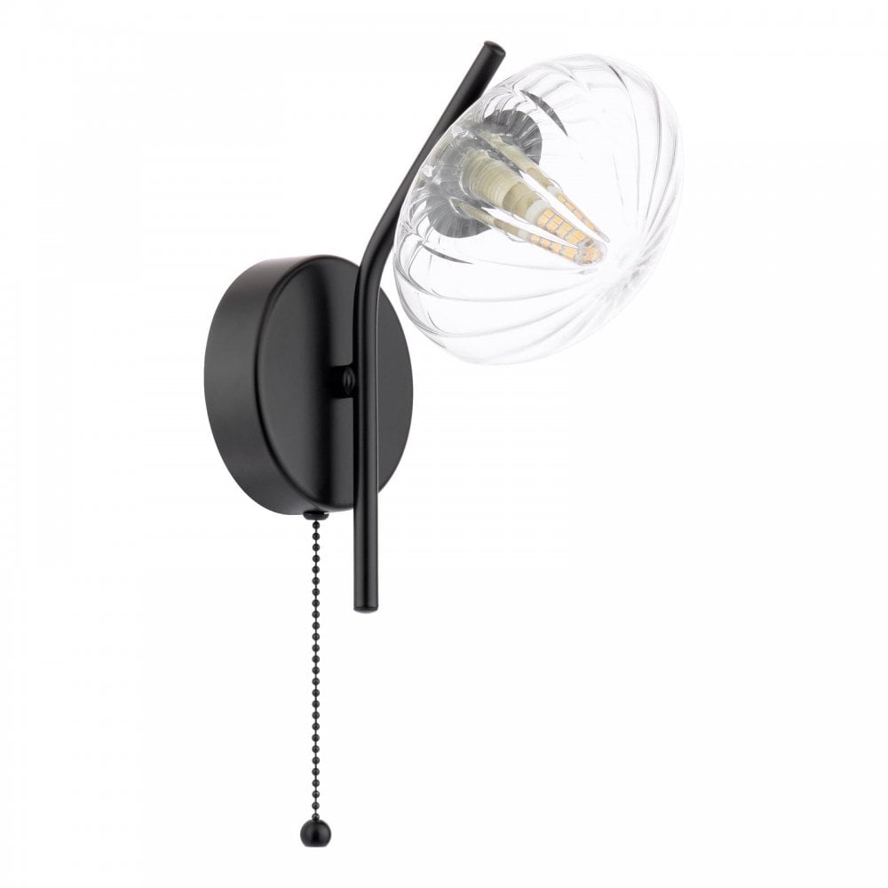 Dar Wisebuys EDE0722 Ede Wall Light Matt Black and Glass