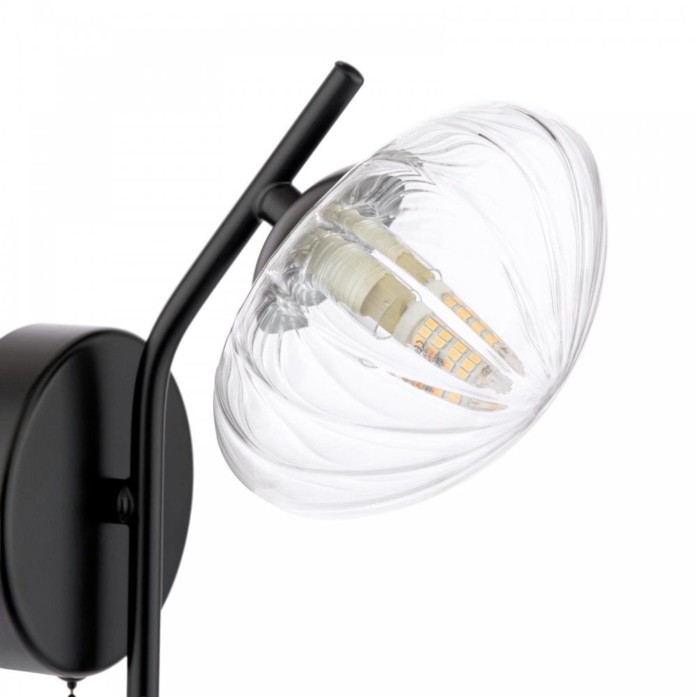 Dar Wisebuys EDE0722 Ede Wall Light Matt Black and Glass
