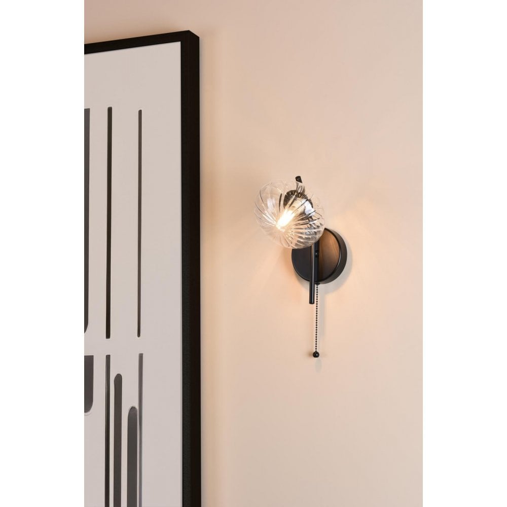 Dar Wisebuys EDE0722 Ede Wall Light Matt Black and Glass