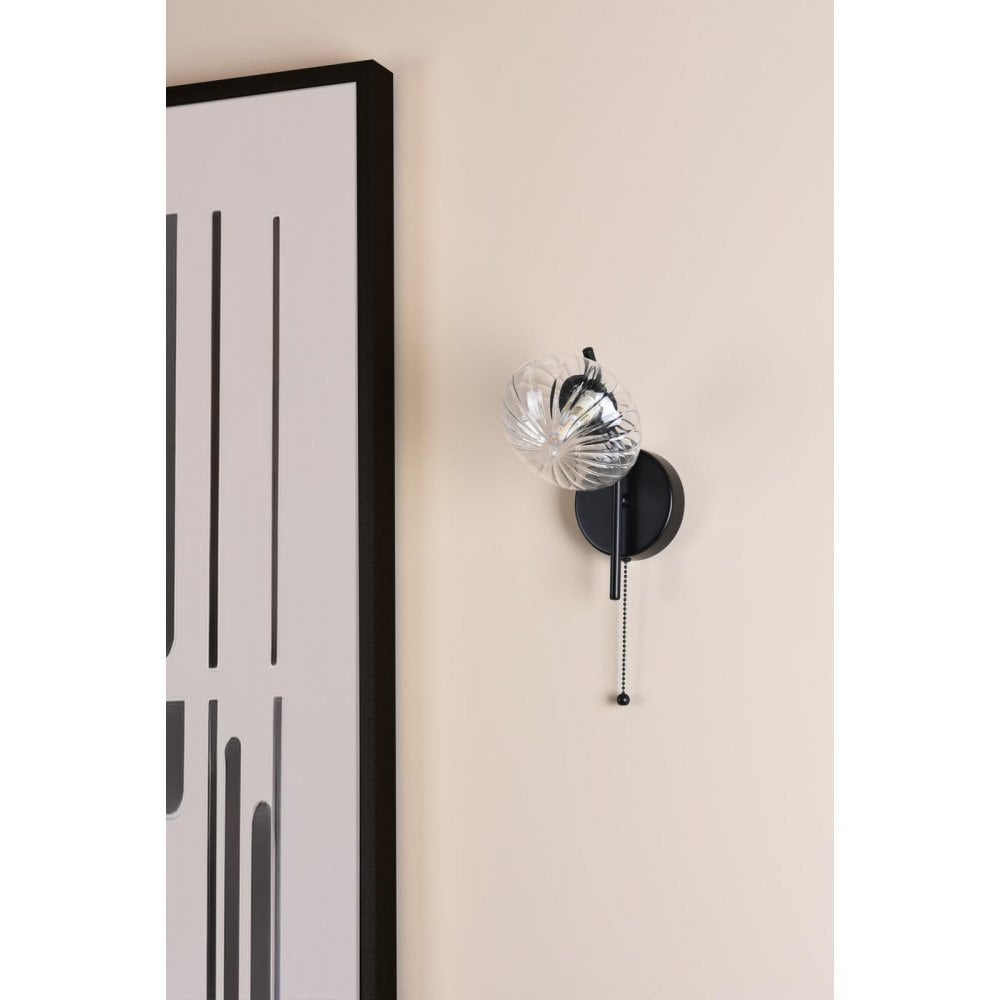 Dar Wisebuys EDE0722 Ede Wall Light Matt Black and Glass