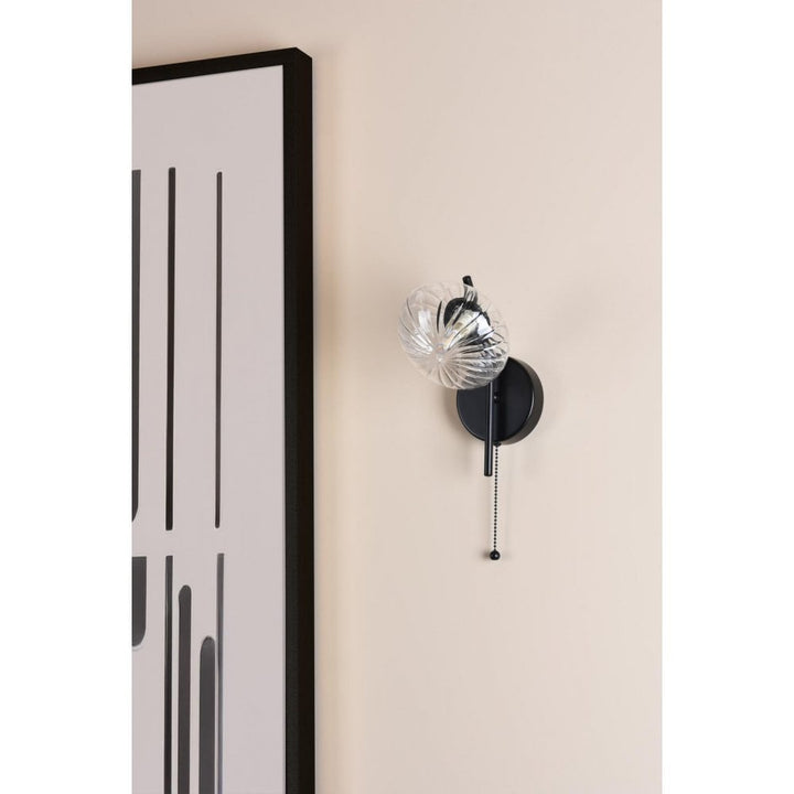 Dar Wisebuys EDE0722 Ede Wall Light Matt Black and Glass