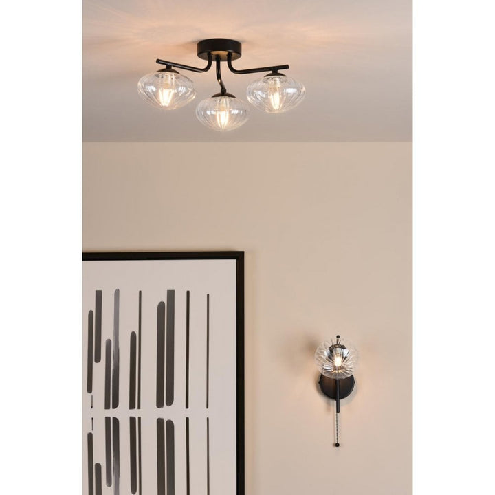 Dar Wisebuys EDE0722 Ede Wall Light Matt Black and Glass