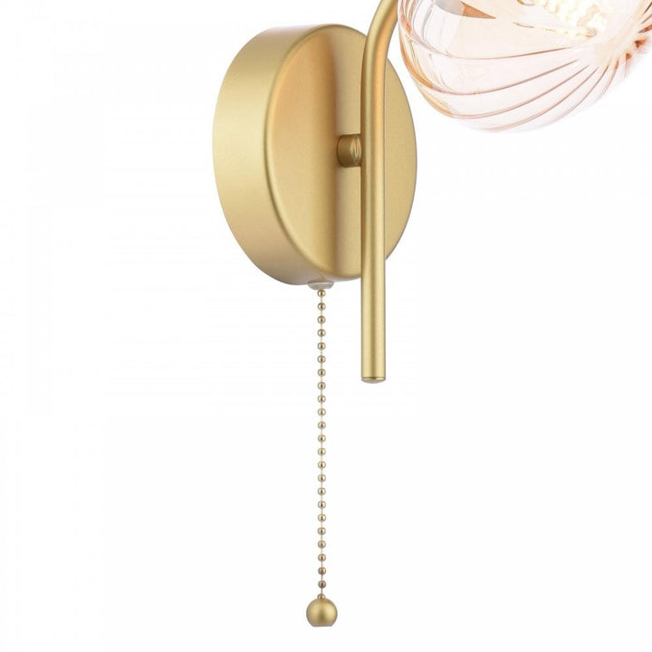 Dar Wisebuys EDE0735 Ede Wall Light Satin Gold and Amber Glass