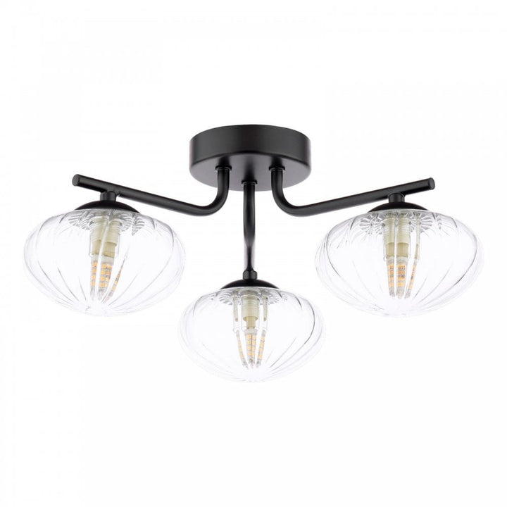 Dar Wisebuys EDE5322 Ede 3 Light Semi-Flush Matt Black and Glass