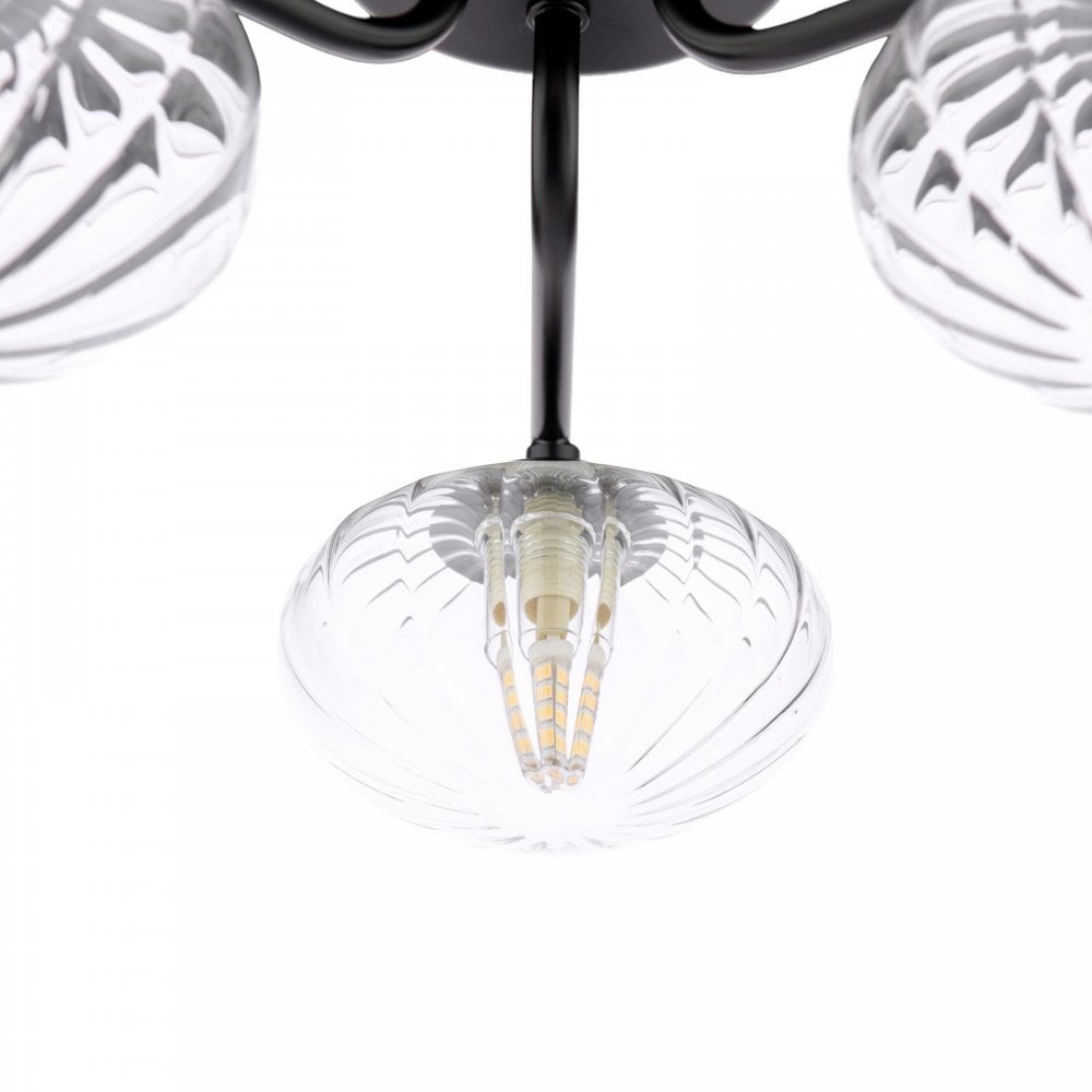 Dar Wisebuys EDE5322 Ede 3 Light Semi-Flush Matt Black and Glass