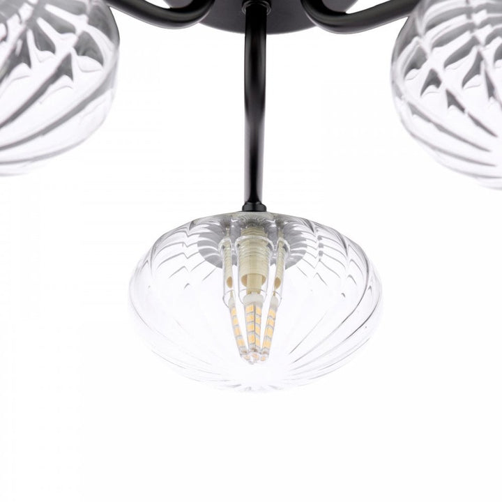 Dar Wisebuys EDE5322 Ede 3 Light Semi-Flush Matt Black and Glass