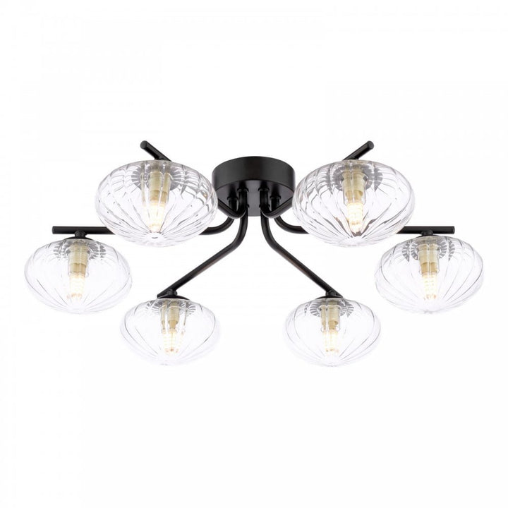 Dar Wisebuys EDE6422 Ede 6 Light Semi-Flush Matt Black and Glass