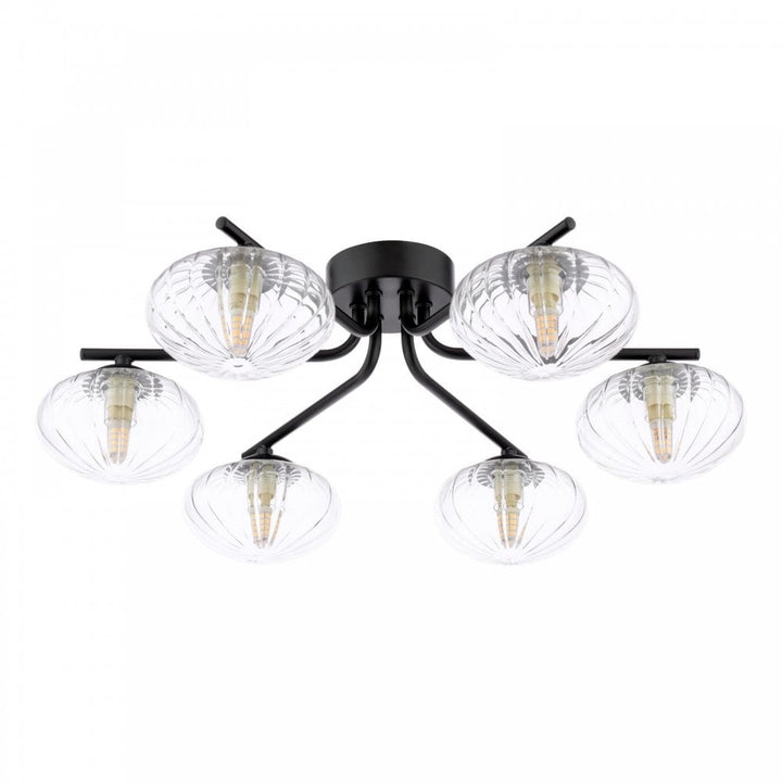 Dar Wisebuys EDE6422 Ede 6 Light Semi-Flush Matt Black and Glass