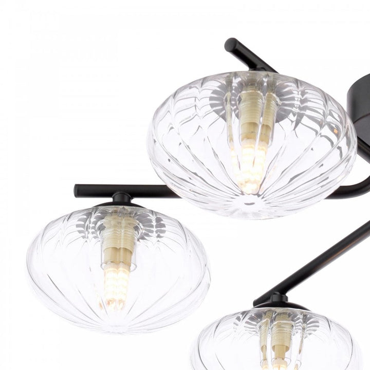 Dar Wisebuys EDE6422 Ede 6 Light Semi-Flush Matt Black and Glass