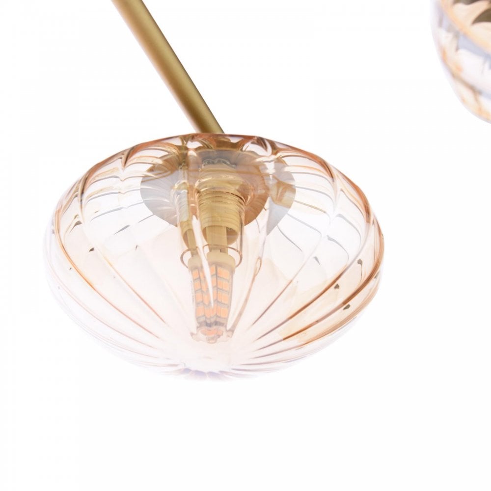 Dar Wisebuys EDE6435 Ede 6 Light Semi-Flush Satin Gold and Amber Glass
