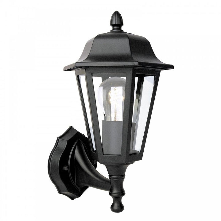 Dar Wisebuys LEW1622 Lewis Outdoor Wall Light Matt Black and Glass IP44
