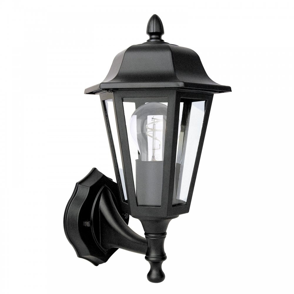 Dar Wisebuys LEW1622 Lewis Outdoor Wall Light Matt Black and Glass IP44