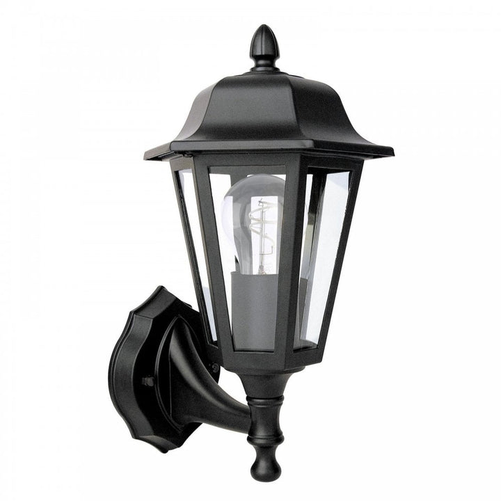 Dar Wisebuys LEW1622 Lewis Outdoor Wall Light Matt Black and Glass IP44