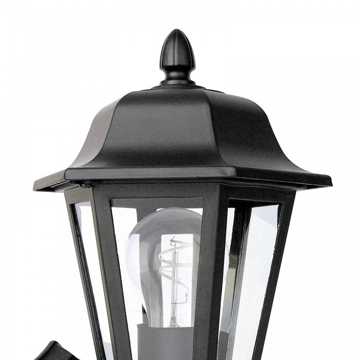 Dar Wisebuys LEW1622 Lewis Outdoor Wall Light Matt Black and Glass IP44