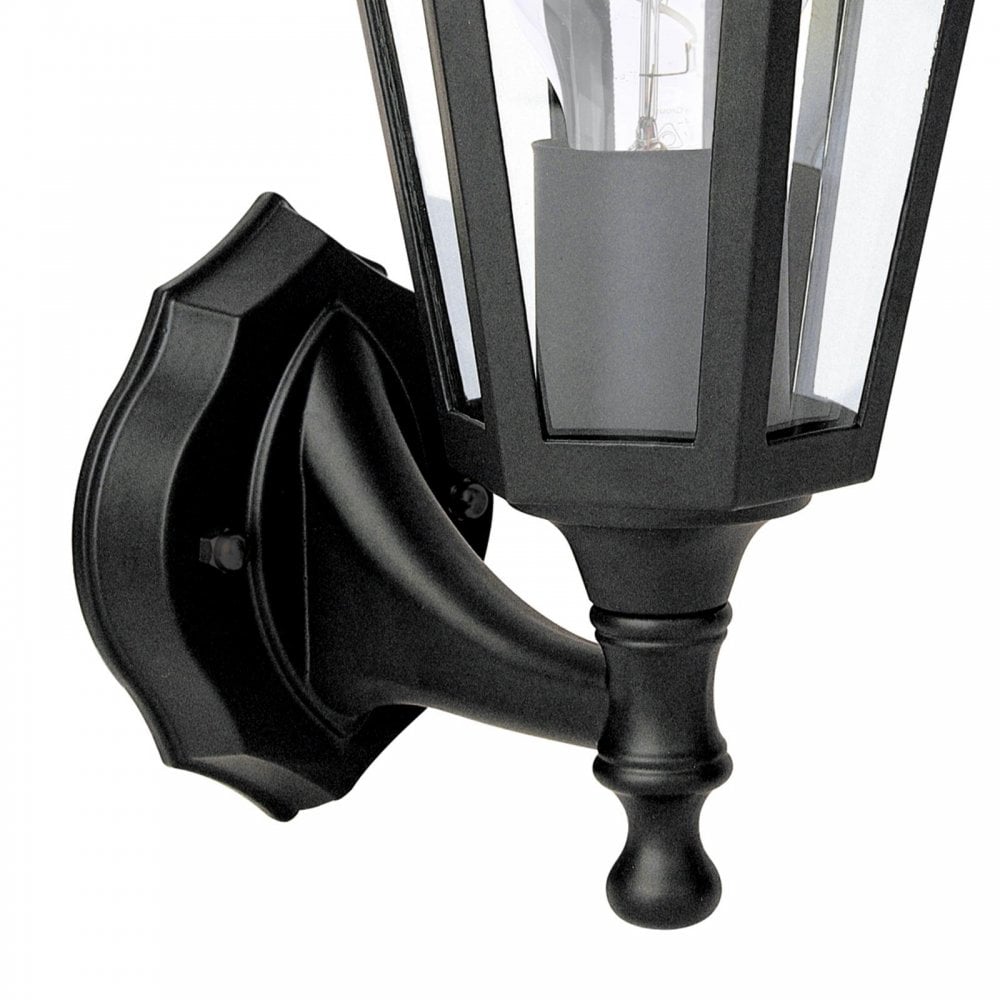 Dar Wisebuys LEW1622 Lewis Outdoor Wall Light Matt Black and Glass IP44