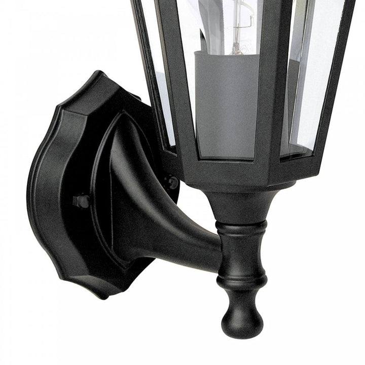 Dar Wisebuys LEW1622 Lewis Outdoor Wall Light Matt Black and Glass IP44