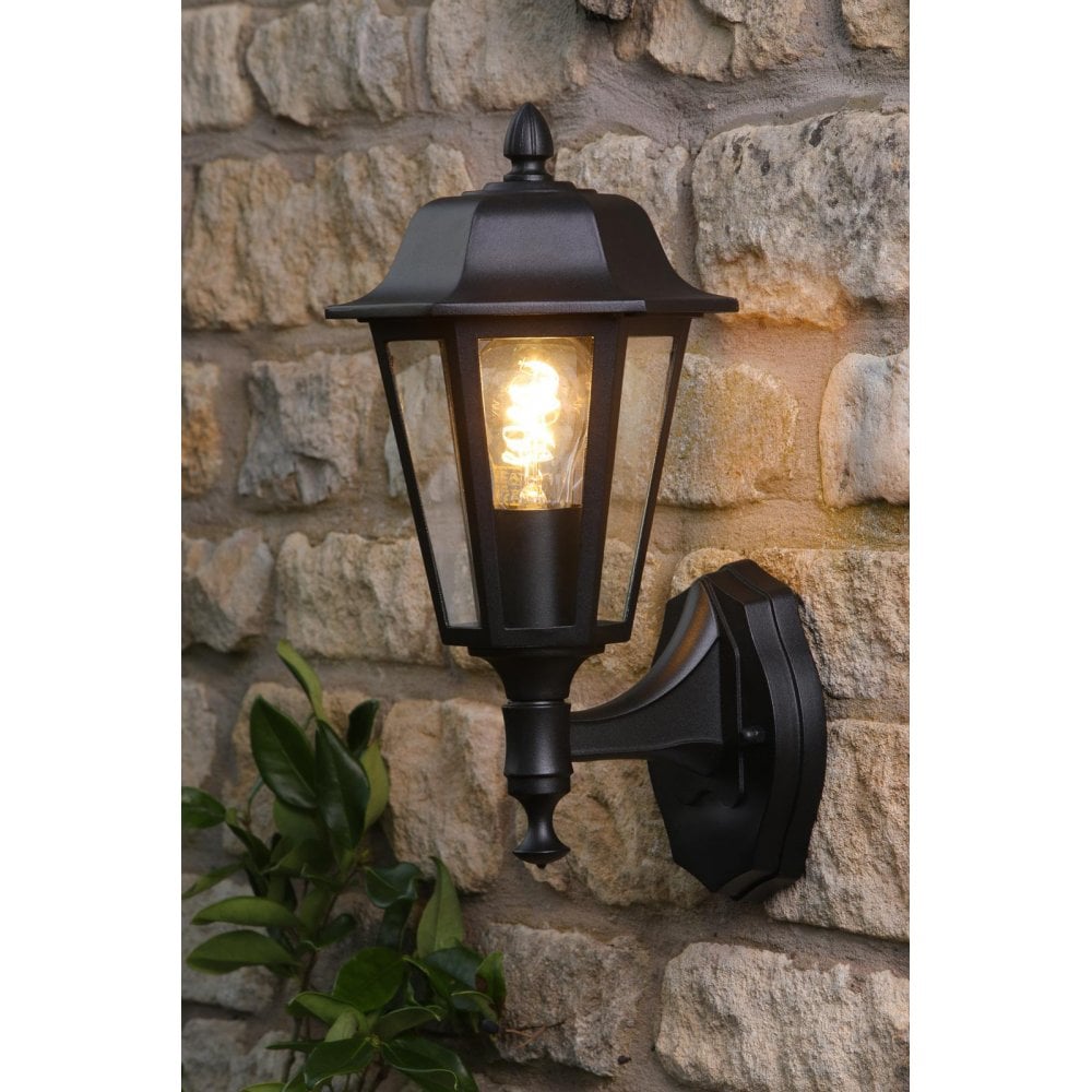 Dar Wisebuys LEW1622 Lewis Outdoor Wall Light Matt Black and Glass IP44