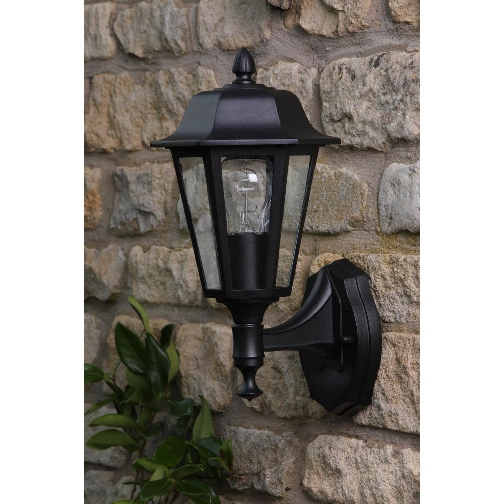 Dar Wisebuys LEW1622 Lewis Outdoor Wall Light Matt Black and Glass IP44