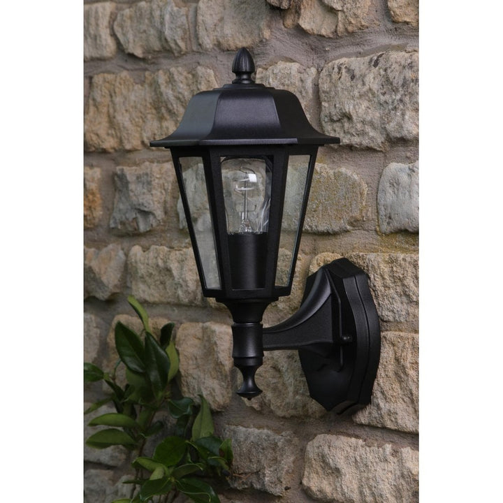 Dar Wisebuys LEW1622 Lewis Outdoor Wall Light Matt Black and Glass IP44