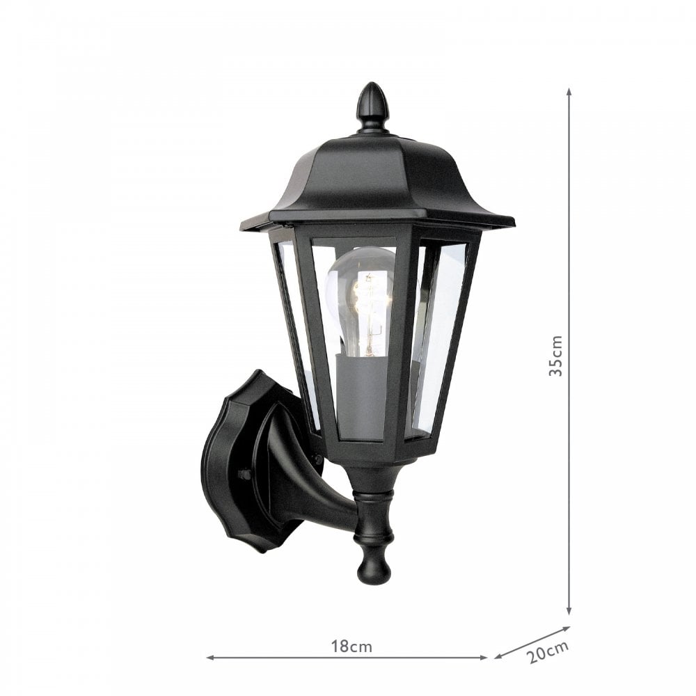 Dar Wisebuys LEW1622 Lewis Outdoor Wall Light Matt Black and Glass IP44