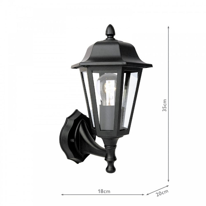 Dar Wisebuys LEW1622 Lewis Outdoor Wall Light Matt Black and Glass IP44