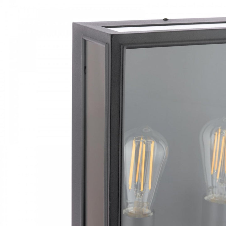Dar Wisebuys MAZ5022 Mazin 2 Light Outdoor Wall Light Matt Black and Glass IP44