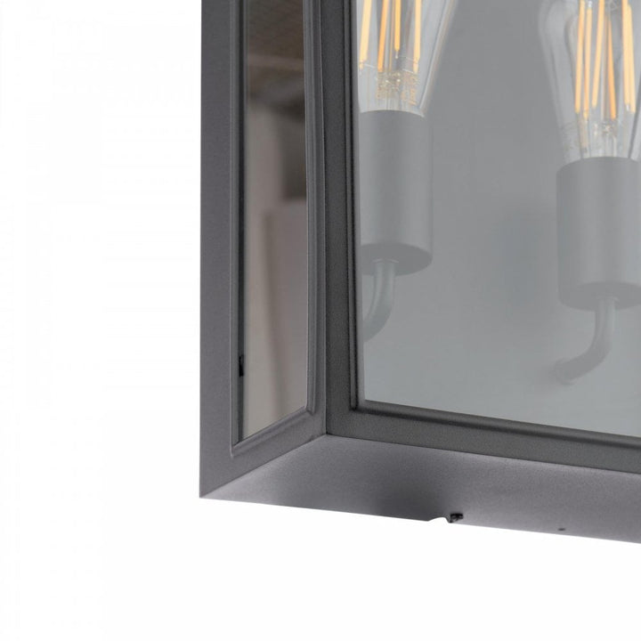 Dar Wisebuys MAZ5022 Mazin 2 Light Outdoor Wall Light Matt Black and Glass IP44