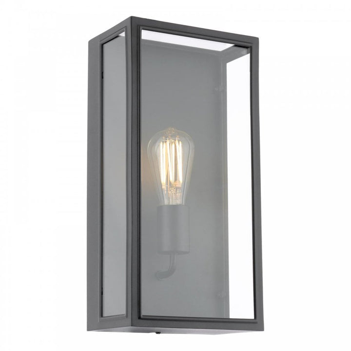 Dar Wisebuys MAZ5222 Mazin Outdoor Wall Light Matt Black and Glass IP44