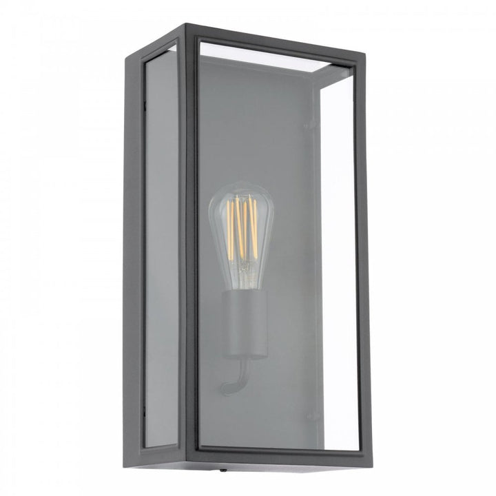 Dar Wisebuys MAZ5222 Mazin Outdoor Wall Light Matt Black and Glass IP44