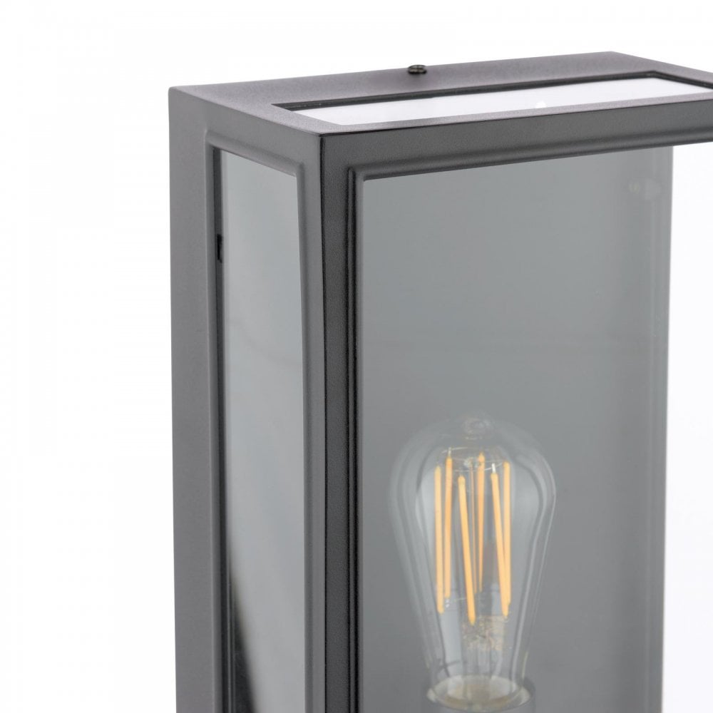 Dar Wisebuys MAZ5222 Mazin Outdoor Wall Light Matt Black and Glass IP44