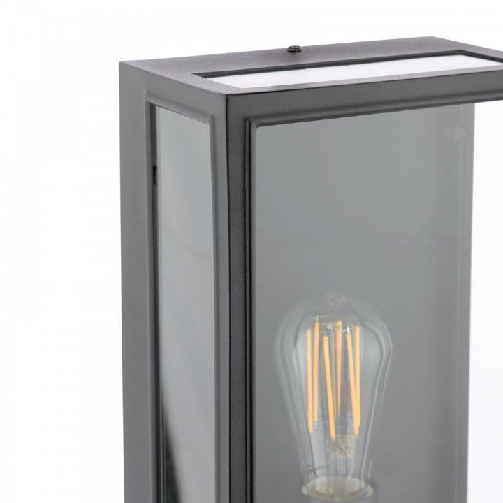Dar Wisebuys MAZ5222 Mazin Outdoor Wall Light Matt Black and Glass IP44