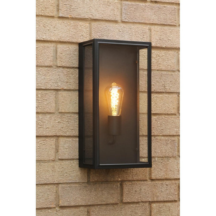Dar Wisebuys MAZ5222 Mazin Outdoor Wall Light Matt Black and Glass IP44