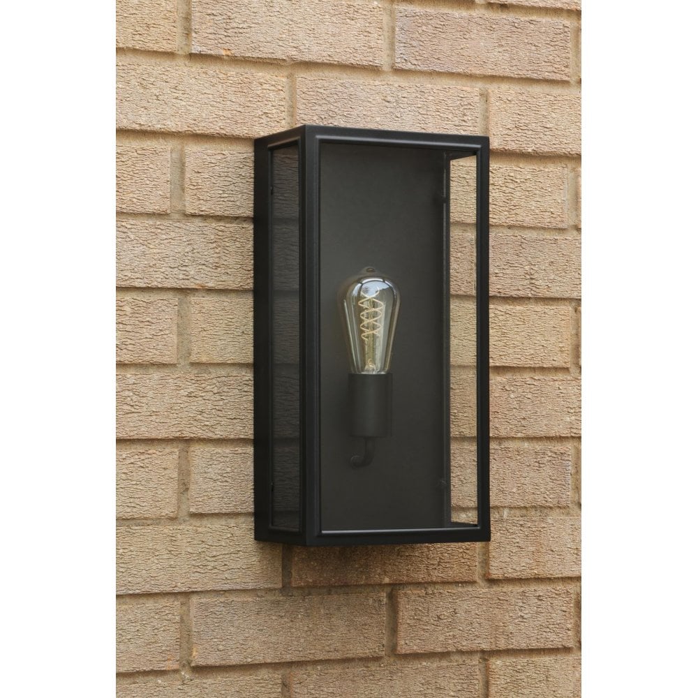 Dar Wisebuys MAZ5222 Mazin Outdoor Wall Light Matt Black and Glass IP44