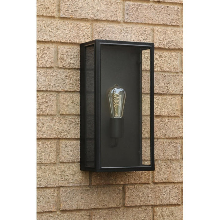 Dar Wisebuys MAZ5222 Mazin Outdoor Wall Light Matt Black and Glass IP44