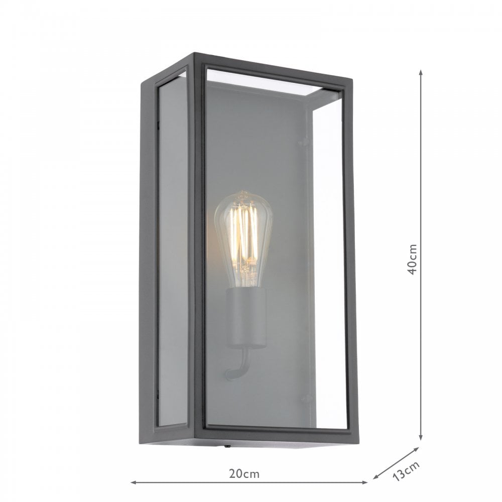 Dar Wisebuys MAZ5222 Mazin Outdoor Wall Light Matt Black and Glass IP44