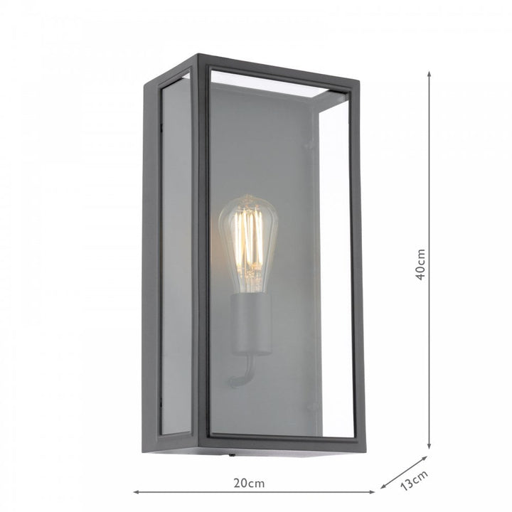 Dar Wisebuys MAZ5222 Mazin Outdoor Wall Light Matt Black and Glass IP44