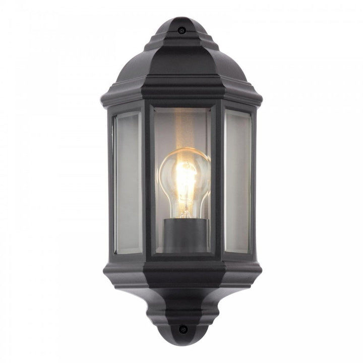 Dar Wisebuys NEL2122 Nelson Outdoor Wall Light Matt Black and Glass IP44