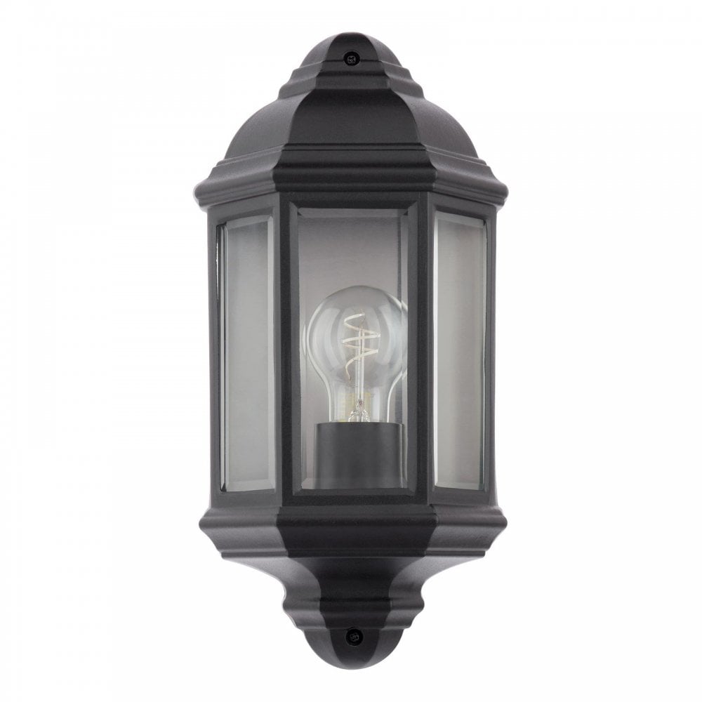 Dar Wisebuys NEL2122 Nelson Outdoor Wall Light Matt Black and Glass IP44