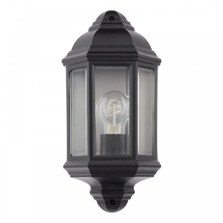 Dar Wisebuys NEL2122 Nelson Outdoor Wall Light Matt Black and Glass IP44