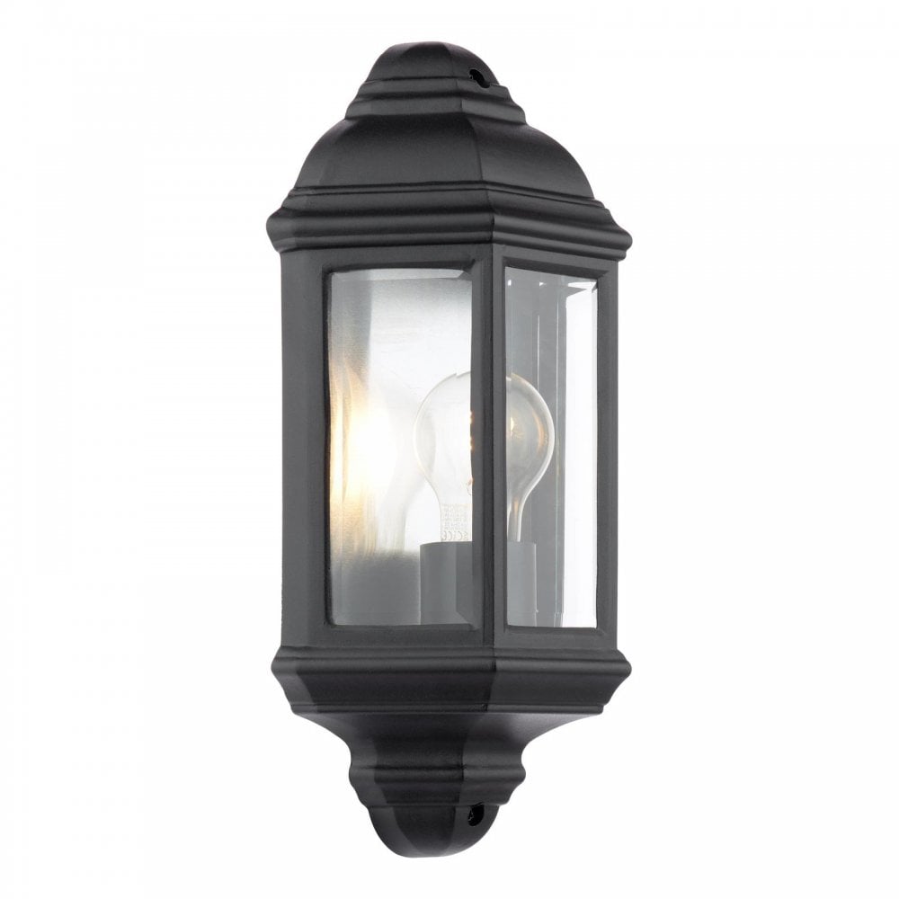 Dar Wisebuys NEL2122 Nelson Outdoor Wall Light Matt Black and Glass IP44