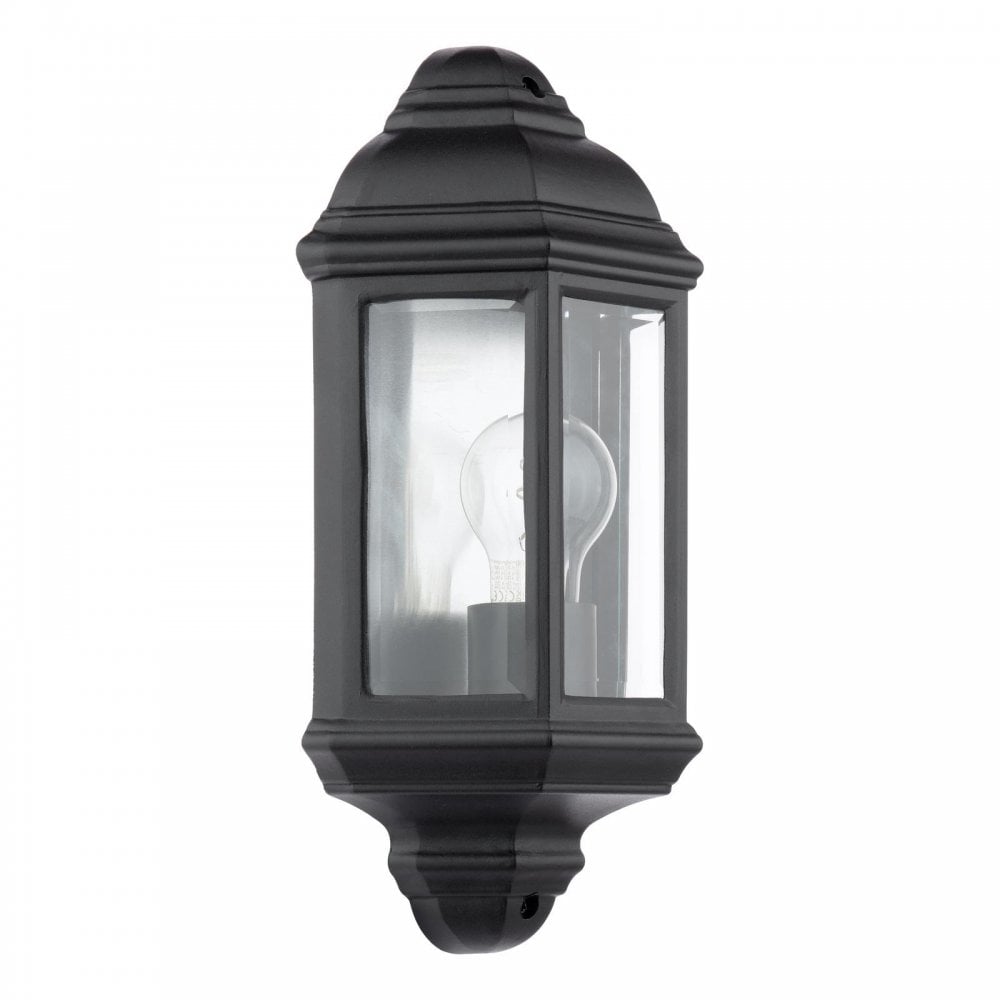 Dar Wisebuys NEL2122 Nelson Outdoor Wall Light Matt Black and Glass IP44
